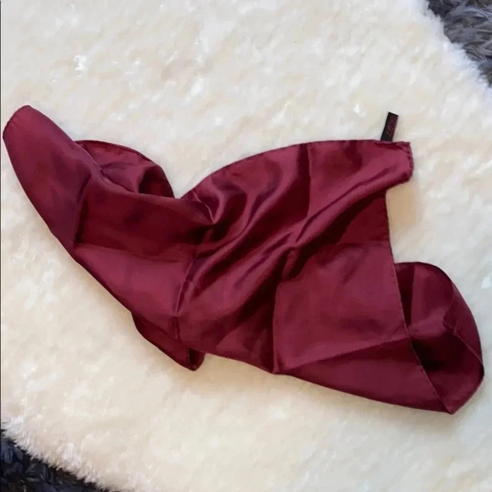 Made in Italy  burgundy Silk Men's Tuxedo Scarf - Picture 10 of 11